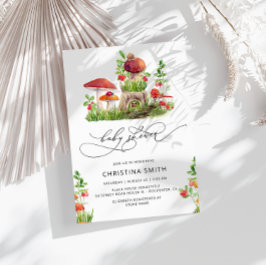 ウッドラ素朴ンドきのこの赤ちゃんシャワー招待状 招待状