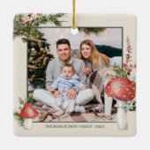 ウッドラ素朴ンドのクリスマスキノコ写真 セラミックオーナメント (裏面)