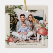 ウッドラ素朴ンドのクリスマスキノコ写真 セラミックオーナメント (正面)