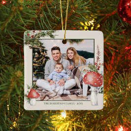 ウッドラ素朴ンドのクリスマスキノコ写真 セラミックオーナメント