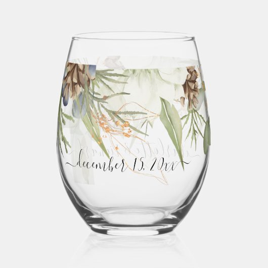 ウッドラ素朴ンドの緑結婚園に感謝 ステムなしワイングラス (裏面)