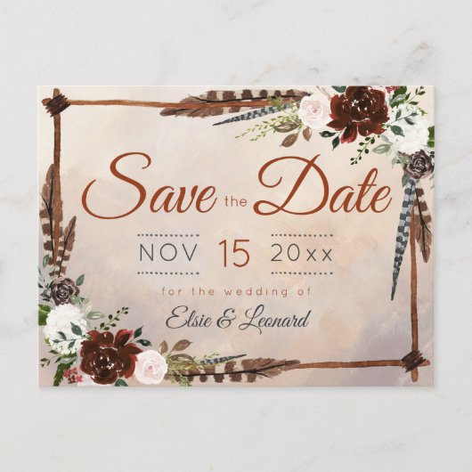 ウッドラ素朴ンドの羽とフローラ開花 ポストカード (正面)