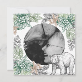 ウッドラ素朴ンドの葉フォトホリデーカード カード