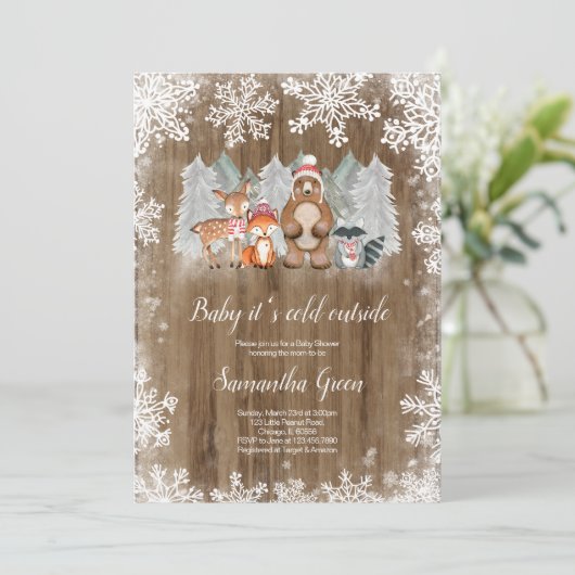 ウッドラ素朴ンドの赤ちゃんシャワー 招待状 (スタンド正面)