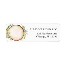 ウッドラ素朴ンドの野外の森の木の結婚スライス ラベル