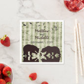 ウッドラ素朴ンドは魚釣り、樺の木の木結婚々 スタンダードカクテルナプキン (インサイチュ)