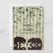 ウッドラ素朴ンドは魚釣り、樺の木の木結婚々 招待状 (正面)