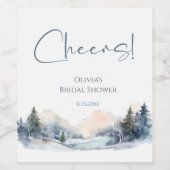 ウッドラ素朴ンドウィンターフォレストブライダルシャワー ワインラベル (シングルラベル)