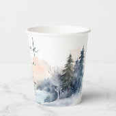 ウッドラ素朴ンドウィンターフォレストブライダルシャワー 紙コップ (裏面)