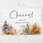 ウッドラ素朴ンドオータムフォレストブライダルシャワー スパークリングワインラベル (シングルラベル)