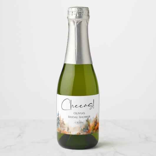 ウッドラ素朴ンドオータムフォレストブライダルシャワー スパークリングワインラベル (正面)