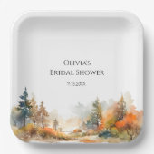 ウッドラ素朴ンドオータムフォレストブライダルシャワー ペーパープレート (正面)