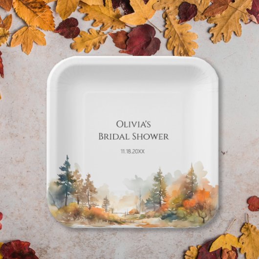 ウッドラ素朴ンドオータムフォレストブライダルシャワー ペーパープレート