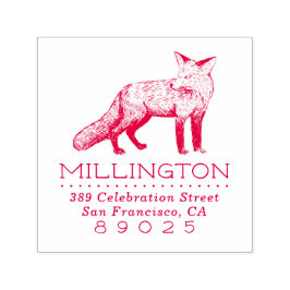 ウッドラ素朴ンドキツネファミリー名差出人住所 セルフインキングスタンプ