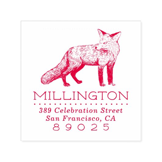 ウッドラ素朴ンドキツネファミリー名差出人住所 セルフインキングスタンプ (デザイン)