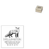 ウッドラ素朴ンドキツネファミリー名差出人住所 ラバースタンプ (押印)