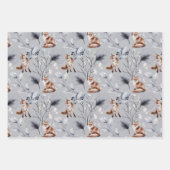 ウッドラ素朴ンドキツネ冬離れの ラッピングペーパーシート (正面2)