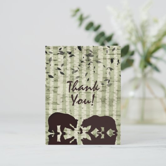 ウッドラ素朴ンドクマと樺の木の木ありがとう ポストカード (スタンド正面)