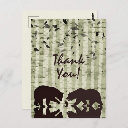 ウッドラ素朴ンドクマと樺の木の木ありがとう ポストカード (正面/裏面)