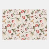 ウッドラ素朴ンドクリスマスの冬キノコ ラッピングペーパーシート (正面)