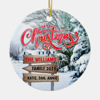 ウッドラ素朴ンドクリスマス冬の雪の森 セラミックオーナメント