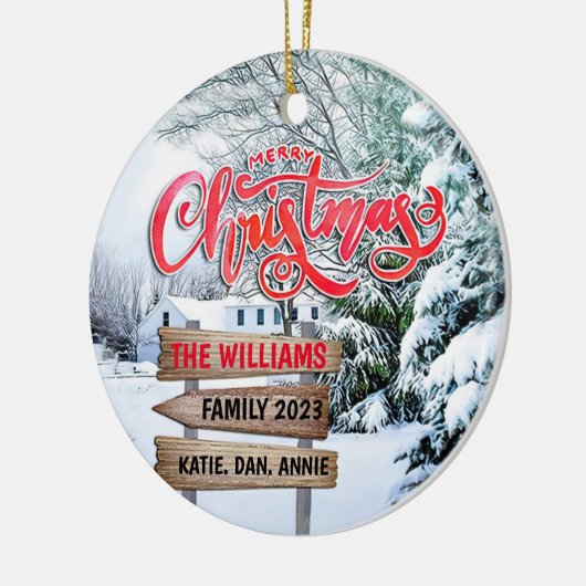 ウッドラ素朴ンドクリスマス冬の雪の森 セラミックオーナメント (左)