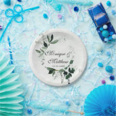 ウッドラ素朴ンドグリーナリーユーカリ結婚ス ペーパープレート (パーティー)