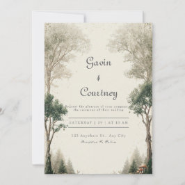 ウッドラ素朴ンドコテージ結婚ズ 招待状