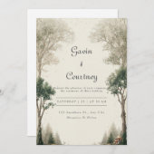 ウッドラ素朴ンドコテージ結婚ズ 招待状 (正面/裏面)