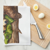 ウッドラ素朴ンドスリーピングベアウォーター色 キッチンタオル (四つ折り)