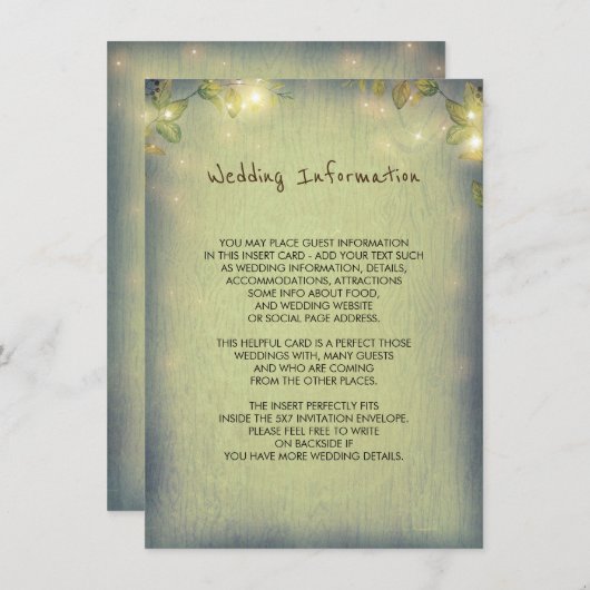 ウッドラ素朴ンドズ結婚インフォメーションゲスト エンクロージャーカード (正面/裏面)