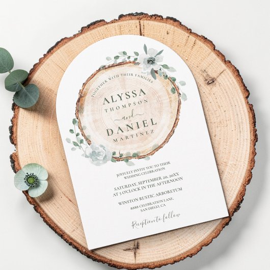 ウッドラ素朴ンドセージ水カラーフローラ結婚ズ 招待状