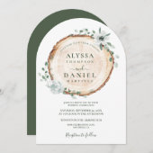 ウッドラ素朴ンドセージ水カラーフローラ結婚ズ 招待状 (正面/裏面)