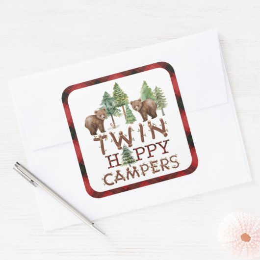 ウッドラ素朴ンドツインズワンハッピーカンパーフェイスビーツ スクエアシール (封筒)