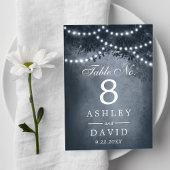 ウッドラ素朴ンドツリーストリングライトネイビーブルー テーブルナンバー