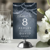 ウッドラ素朴ンドツリーストリングライトネイビーブルー テーブルナンバー