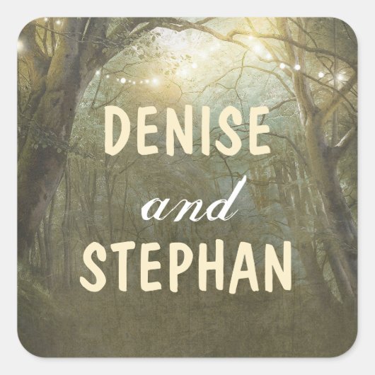 ウッドラ素朴ンドツリーストリングラ結婚イト スクエアシール (正面)