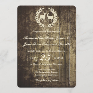 ウッドラ素朴ンドバックアンドディアー結婚式招待状 招待状