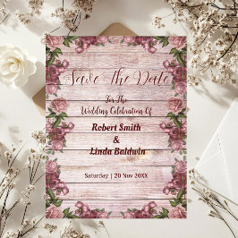 ウッドラ素朴ンドバラフローラ国の日付の保存 招待状