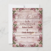 ウッドラ素朴ンドバラフローラ国の日付の保存 招待状 (正面)