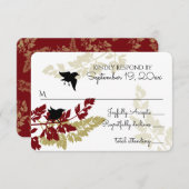 ウッドラ素朴ンドバーズバーガンディ金ゴールドRSVP 出欠カード (正面/裏面)