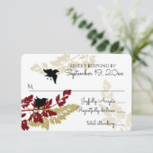 ウッドラ素朴ンドバーズバーガンディ金ゴールドRSVP 出欠カード (スタンド正面)