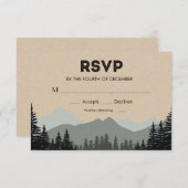 ウッドラ素朴ンドパインツリーウェディングRSVP 出欠カード (正面/裏面)