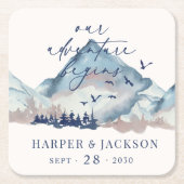 ウッドラ素朴ンドパインフォレスト我々の冒険が始まる スクエアペーパーコースター (正面)