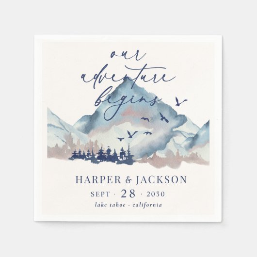 ウッドラ素朴ンドパインフォレスト我々の冒険が始まる スタンダードカクテルナプキン (正面)