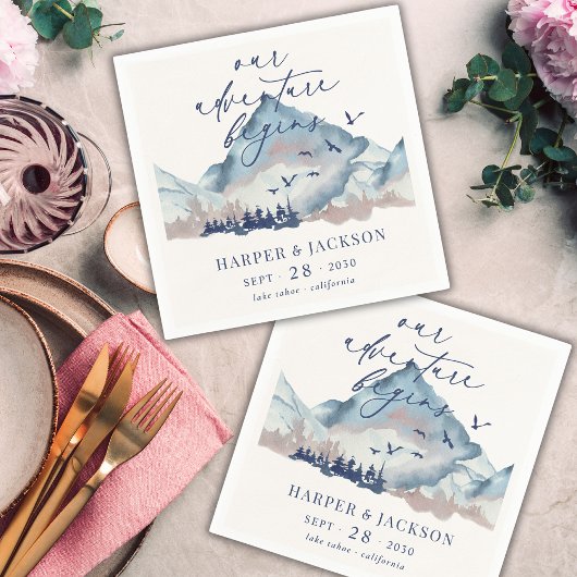 ウッドラ素朴ンドパインフォレスト我々の冒険が始まる スタンダードカクテルナプキン