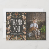 ウッドラ素朴ンドパーティー動物誕生日写真 サンキューカード (正面)