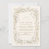 ウッドラ素朴ンドファーンベイビーシャワー 招待状 (正面)