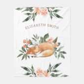 ウッドラ素朴ンドフォレストカウト睡眠キツネ フリースブランケット (正面)