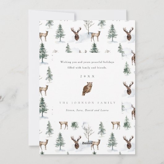 ウッドラ素朴ンドフォレストディアークリスマスフォトカード シーズンカード (裏面)